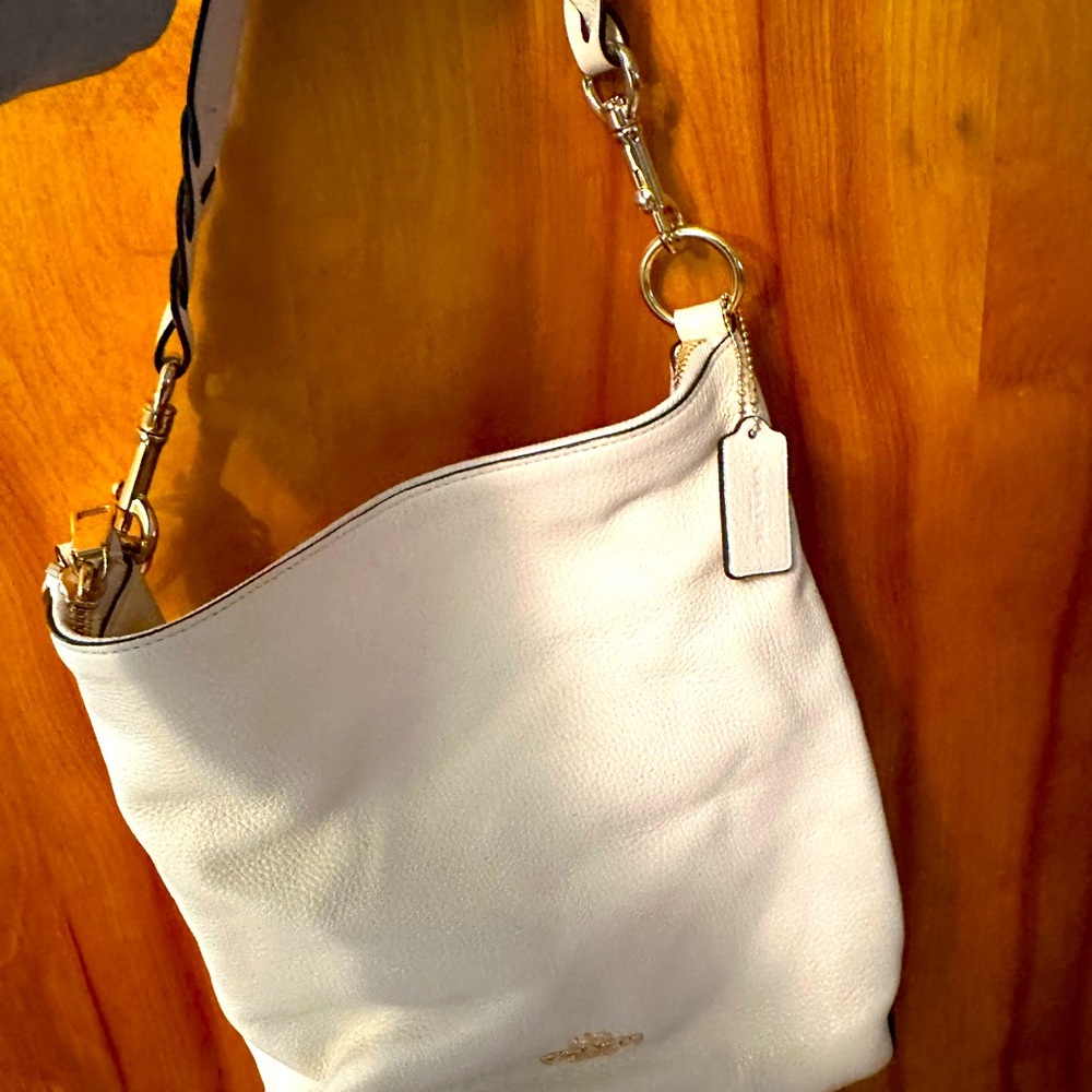 Coach White Hobo Bag with Gold Hardware